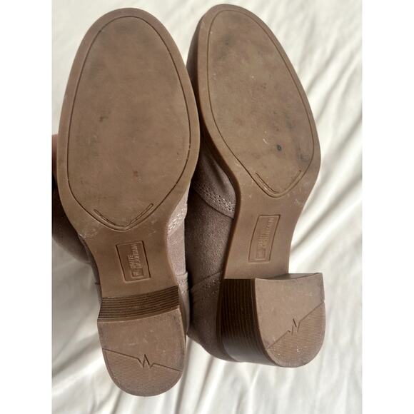 White Mountain Sz 8 Bernata Taupe Brown Leather Heeled Slouchy Booties Boho Chic - Picture 5 of 8